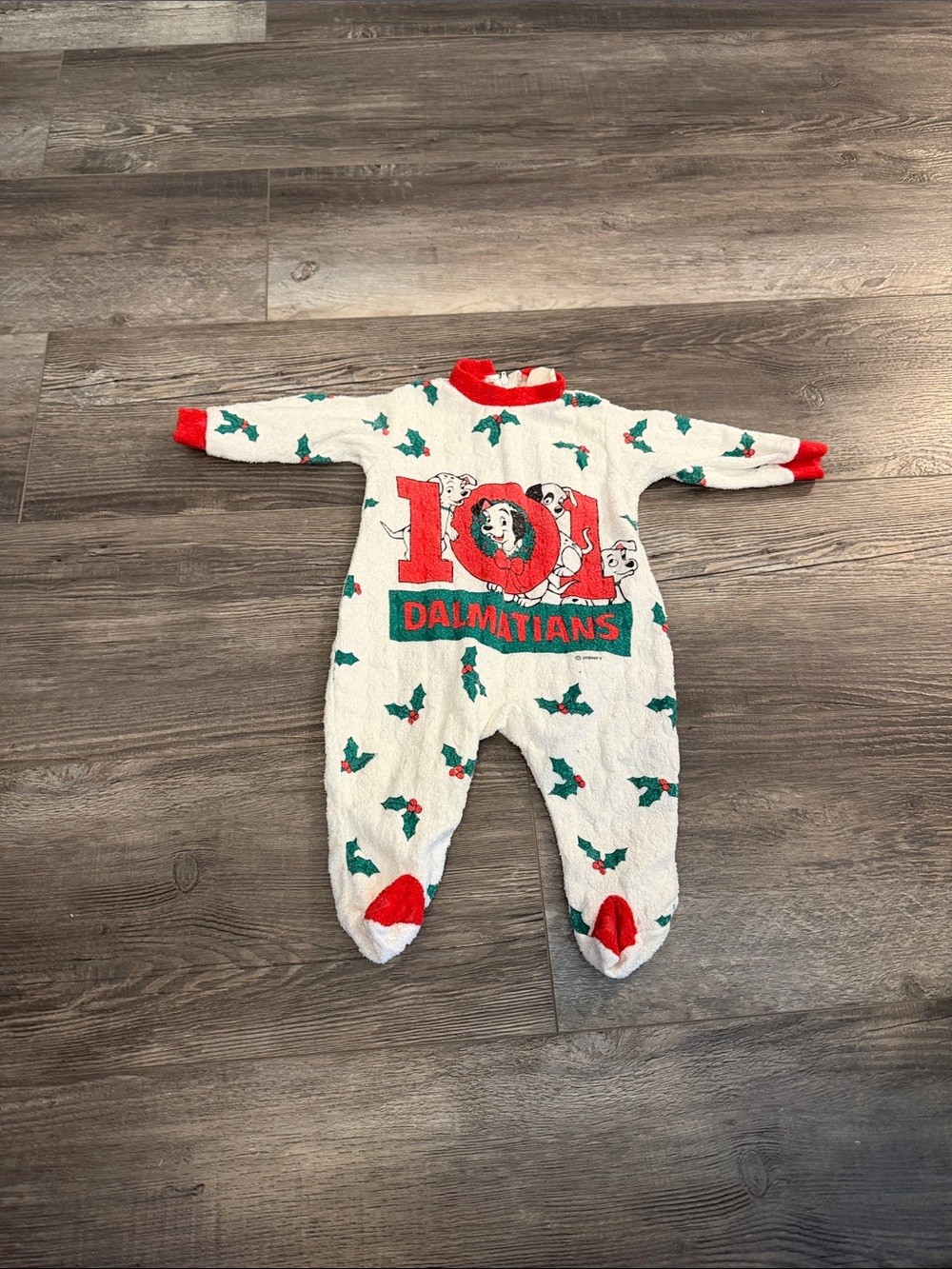 Disney Vintage 101 Dalmatians Red & White Holiday One-Piece for Kids